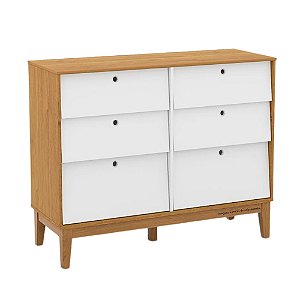 Cômoda Unique - 6 Gavetas - Freijó / Branco Soft / Eco wood - 20453