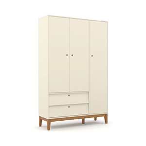 Guarda-Roupa Unique - 3 Portas - Off White / Eco Wood - 71040