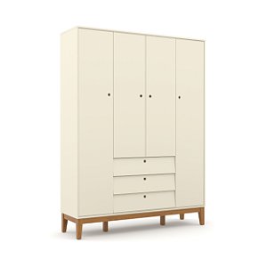 Guarda-Roupa Unique - 4 Portas - Off White / Eco Wood - 71080