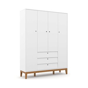 Guarda-Roupa Unique - 4 Portas - Branco Soft / Eco Wood - 71076