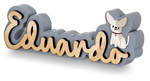 Placa de Nome Personalizável Infantil - Au Au - 109034 - Personalizado