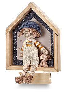 Quadro Porta Maternidade Personalizado Com Nome E Amigurumi em Crochê - Au Au - 109028 - Personalizado