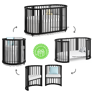 Berço Crescer - Evolutivo - 4 em 1 - Oval - Preto