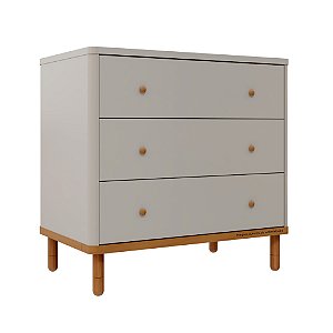 Comoda Joy - Cinza Com Madeira