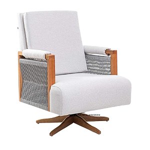 Poltrona De Amamentação Vivre - Com Balanço e Pés Giro - Tecido 228B - Linho Cinza