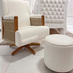 Poltrona De Amamentação Cassis - Com Balanço e Giro - 100A - Linho Bege - prontaentrega