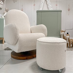 Poltrona De Amamentação Curve - Com Balanço e Giro - Bouclê Especiali 01 Bege
