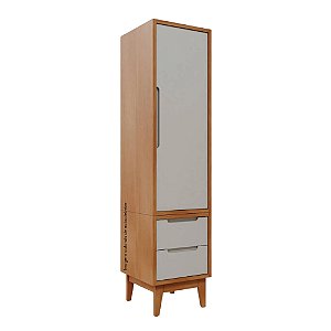Guarda-Roupa Modular 1 Porta - Pés Bo - Madeira Cinza