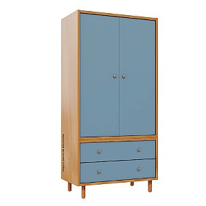 Guarda-Roupa Modular 2 Portas - Pés Joy - Madeira Azul Sereno