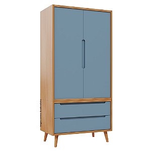 Guarda-Roupa Modular 2 Portas - Pés Sonhos - Madeira Azul Sereno