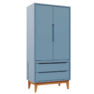 Guarda-Roupa Modular 2 Portas - Pés Bo - Azul Sereno