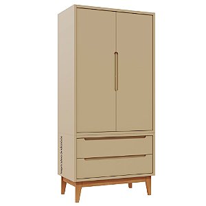 Guarda-Roupa Modular 2 Portas - Pés Bo - Capuccino
