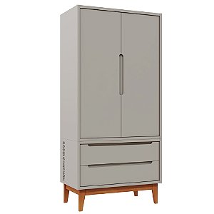 Guarda-Roupa 2 Portas - Pés Bo - Cinza