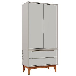 Guarda-Roupa Modular 2 Portas - Pés Bo - Cinza Branco