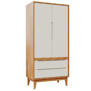 Guarda-Roupa Modular 2 Portas - Pés Bo - Madeira Areia