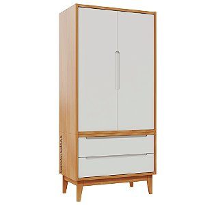Guarda-Roupa Modular 2 Portas - Pés Bo - Madeira Branco