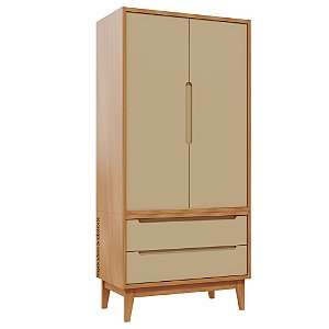 Guarda-Roupa Modular 2 Portas - Pés Bo - Madeira Capuccino
