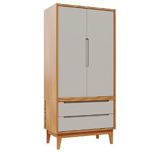 Guarda-Roupa Modular 2 Portas - Pés Bo - Madeira Cinza