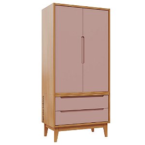 Guarda-Roupa Modular 2 Portas - Pés Bo - Madeira Rose