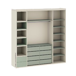 Guarda-Roupa Infantil Sob Medida Linha Play - Areia - Verde Jade