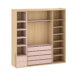 Guarda-Roupa Infantil Sob Medida Linha Play - Carvalho Malva - Rosa