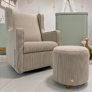 Poltrona De Amamentação Flow - Com Balanço e Giro - Com Puff Dot - Cinza