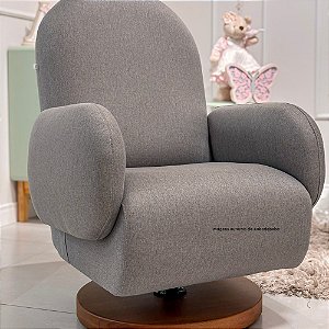 Poltrona De Amamentação Curve - Com Balanço e Giro - Tecido 360C - Cinza Escuro - prontaentrega