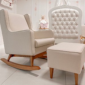 Poltrona De Amamentação Wind - Com Balanço - Tecido 366C - Linho Cinza