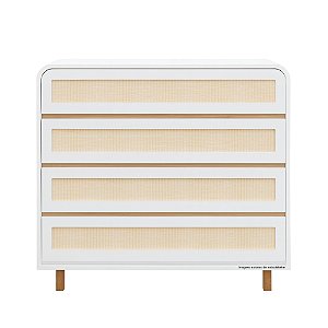 Cômoda Cannes - Branca Com Palha Mel