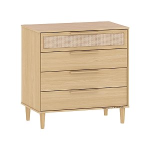 Cômoda Paglia Pro - 4 Gavetas - Com Tela de Rattan - Carvalho Malva