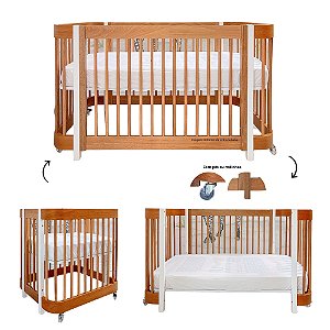 Berço Evolutivo Lola - 3 em 1 - Madeira - Pés Branco