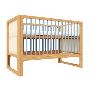 Berço Skandi - 2 em 1 - Madeira/Azul Sereno