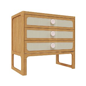 Cômoda Skandi - Madeira/Rosa Old