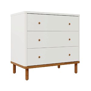 Comoda Joy - Branco Com Madeira