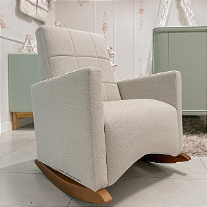 Poltrona De Amamentação Zen - Com Balanço - Tecido 366C - Linho Cinza