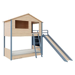 Beliche Açaí - Com Casinha - Carvalho/Azul Sereno