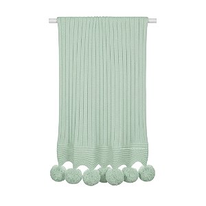Manta De Pompom - Tricot - Trama Canelado 5x5 - Verde Limonada