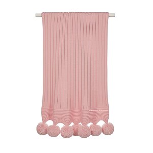 Manta De Pompom - Tricot - Trama Canelado 5x5 - Rosa M.Dolce