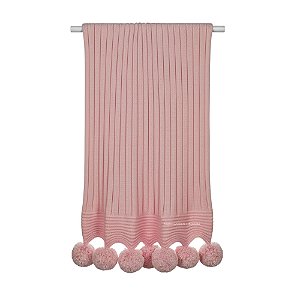 Manta De Pompom - Tricot - Trama Canelado 5x5 - Rosa Amaralina