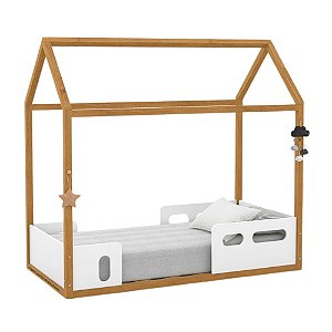 Mini Cama Montessoriana Liv - Branco Soft / Freijó - 51467
