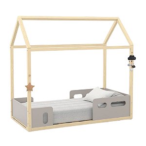 Mini Cama Montessoriana Liv - Cinza / Natural - 51357