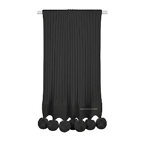 Manta De Pompom - Tricot - Trama Canelado 5x5 - New Black