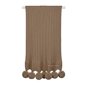 Manta De Pompom - Tricot - Trama Canelado 5x5 - Marrom Atol