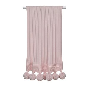 Manta De Pompom - Tricot - Trama Canelado 5x5 - Rosa Una