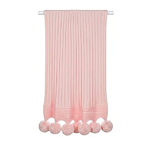Manta De Pompom - Tricot - Trama Canelado 5x5 - Sugar Rose