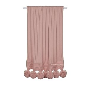 Manta De Pompom - Tricot - Trama Canelado 5x5 - Rose Tan