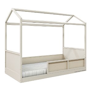 Cama Casinha Link - Com 1 Grade E Meia Em Palha Natural - Areia