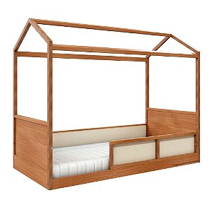 Cama Casinha Link - Com 1 Grade E Meia Em Palha Natural - Madeira