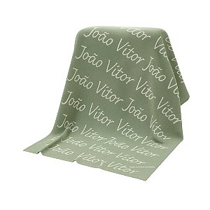 Manta Personalizada Com Nome - Tricot - Verde M.Plantação
