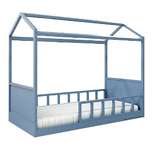 Cama Casinha Link - Com 1 Grade E Meia Palitada - Azul Sereno